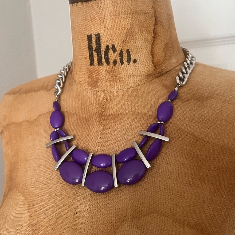 Charming Charlie Purple and Silver Necklace EUC - Picture 2 of 4